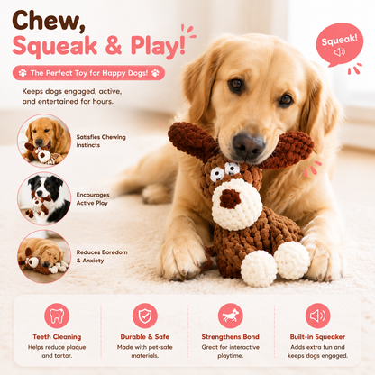 Cute Plush Rope Dog Toy – Soft, Durable & Squeaky Chew Fun!