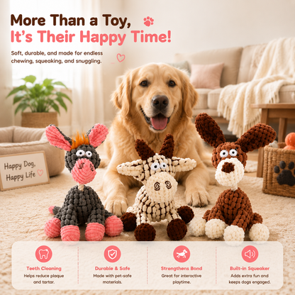 Cute Plush Rope Dog Toy – Soft, Durable & Squeaky Chew Fun!