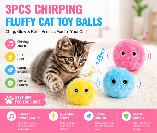 Interactive Chirping Cat Toy Balls – Keep Your Cat Entertained for Hours!