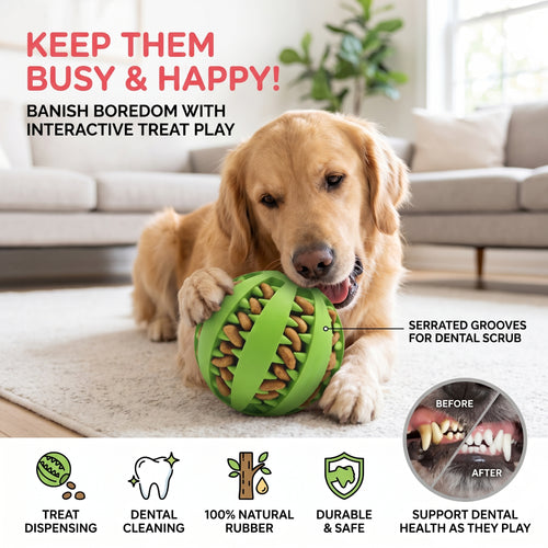Dog Treat Dispensing Ball – Keep Your Pup Busy & Teeth Clean!